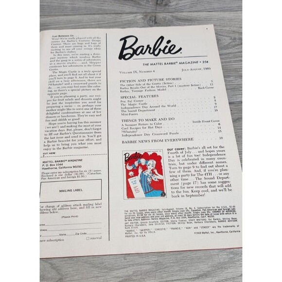 Vintage July-August 1969 Barbie the Mattel Barbie Magazine - Picture 2 of 5